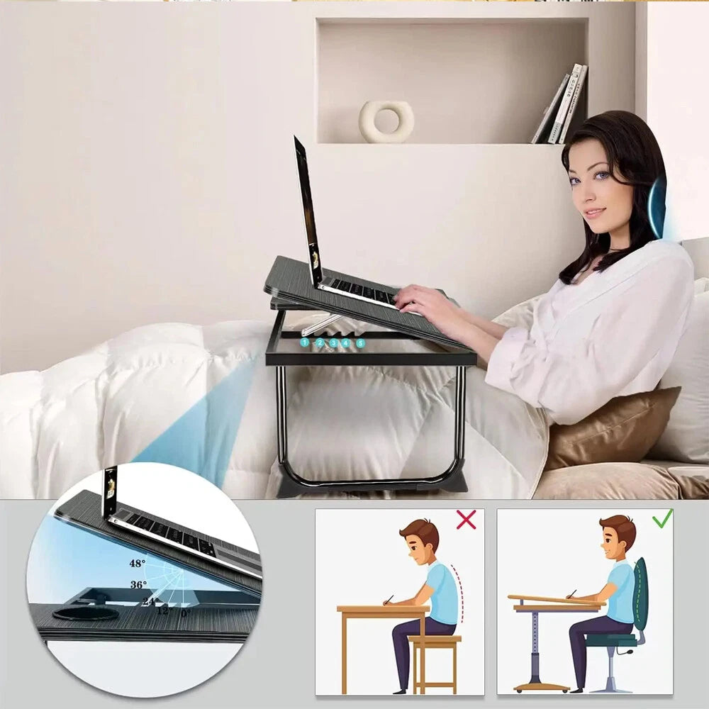 Folding Laptop Table Stand Bed Tray Sofa Lap Portable Notebook Desk Breakfast UK
