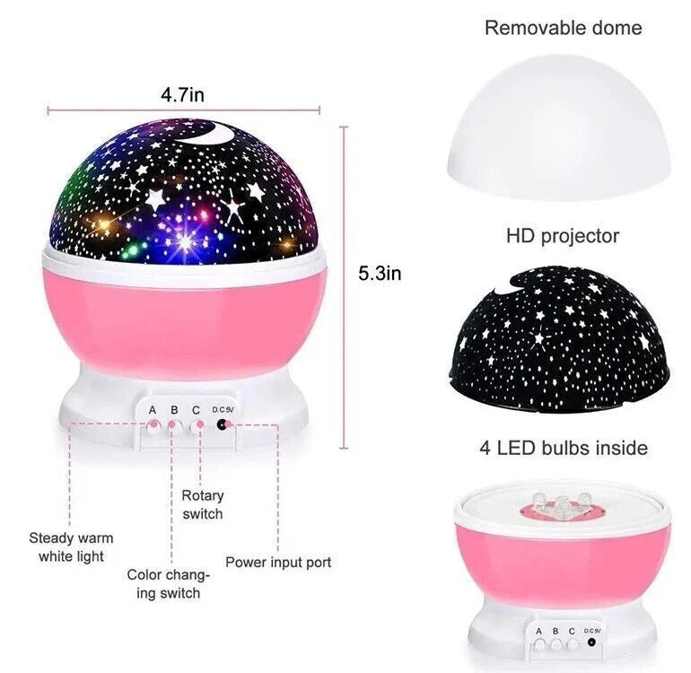 Starry Night Light Projector Star Sky Moon Lamp Kids Bedroom lights Rotating LED