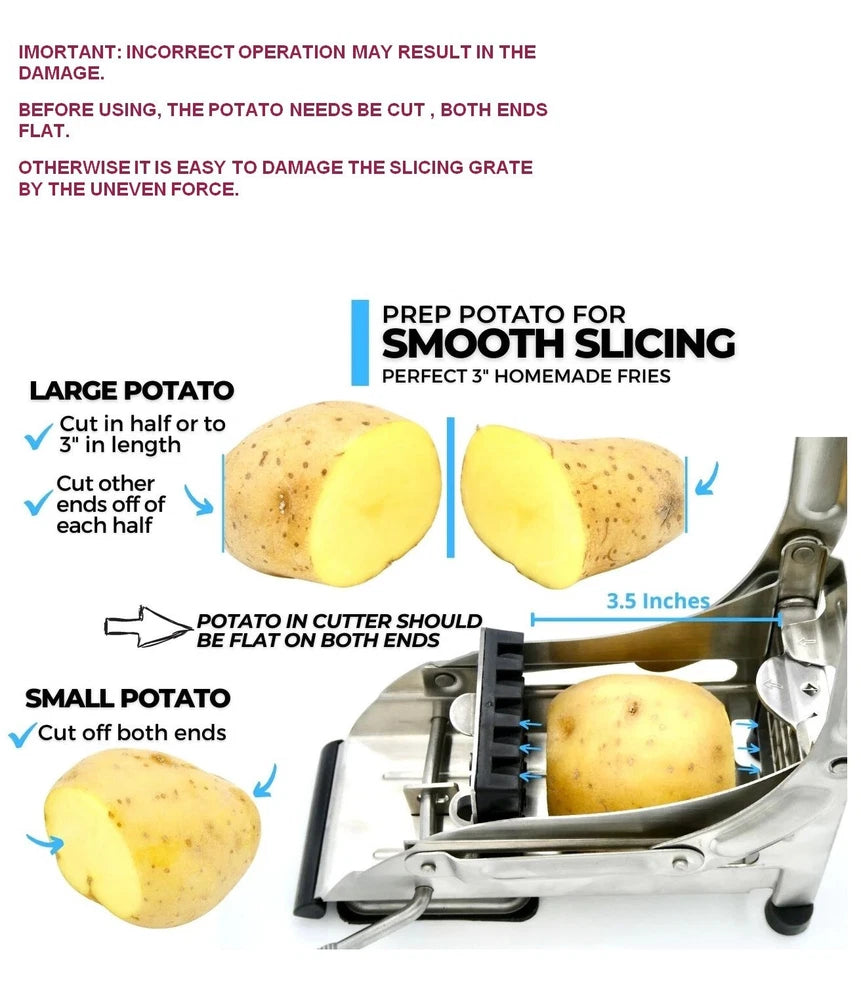 Potato Chipper Chip Chopper Cutter Slicer Maker & 2 Steel Edges 🍟 French Fries