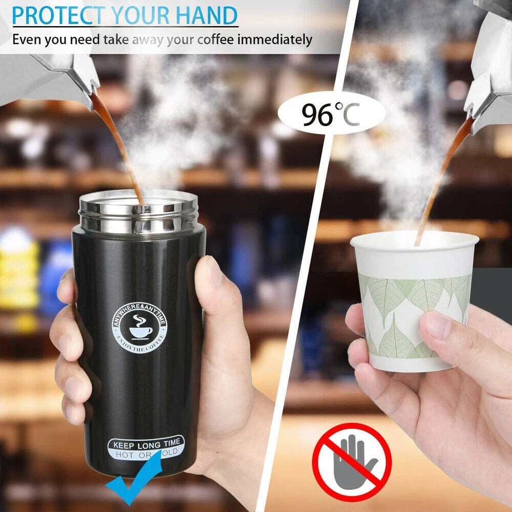 NEW Insulated Travel Coffee Mug Cup Thermal Stainless Steel Flask Vacuum Thermos