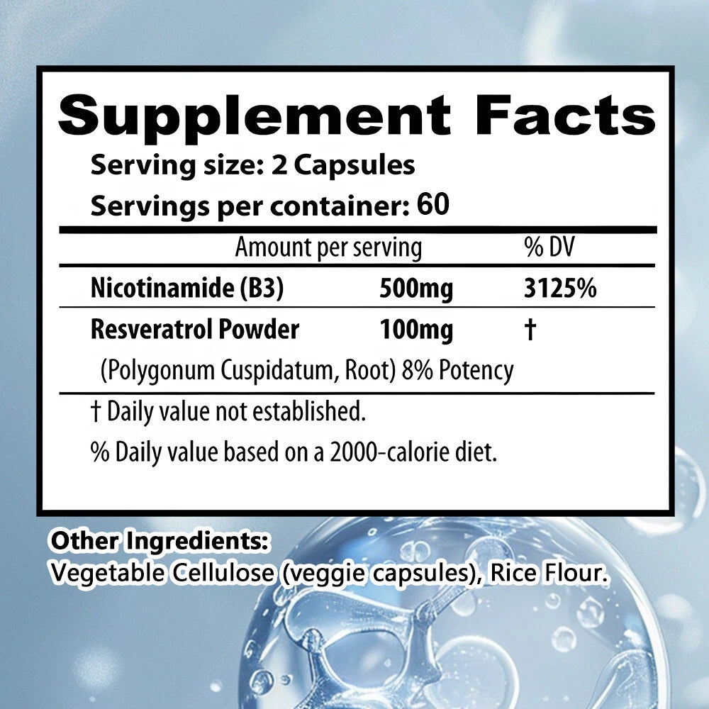 Niacinamide Supplement 500 Mg, Promotes Cell Regeneration, Repair & Skin Health