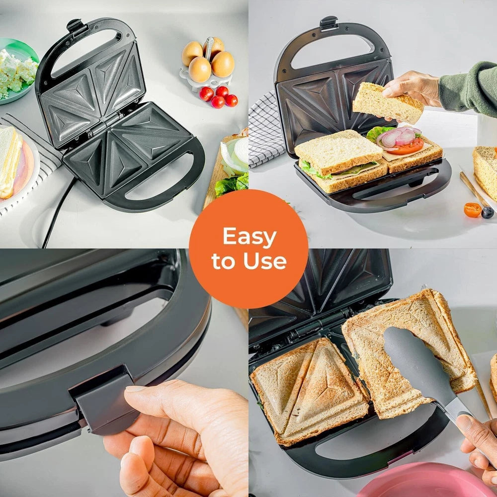 Toastie Maker 2 Slice Sandwich Toaster Non-Stick Machine Easy Clean 750W New UK