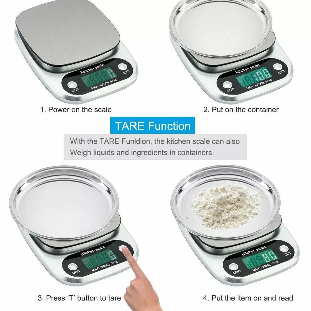 10KG Kitchen Scales Digital Electronic LCD Cooking Baking Food Weighing Scale UK