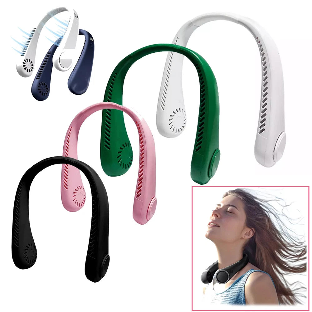 Portable Neck Mini Fan Lazy Neck Hanging USB Rechargeable Air Cooler Fan UK