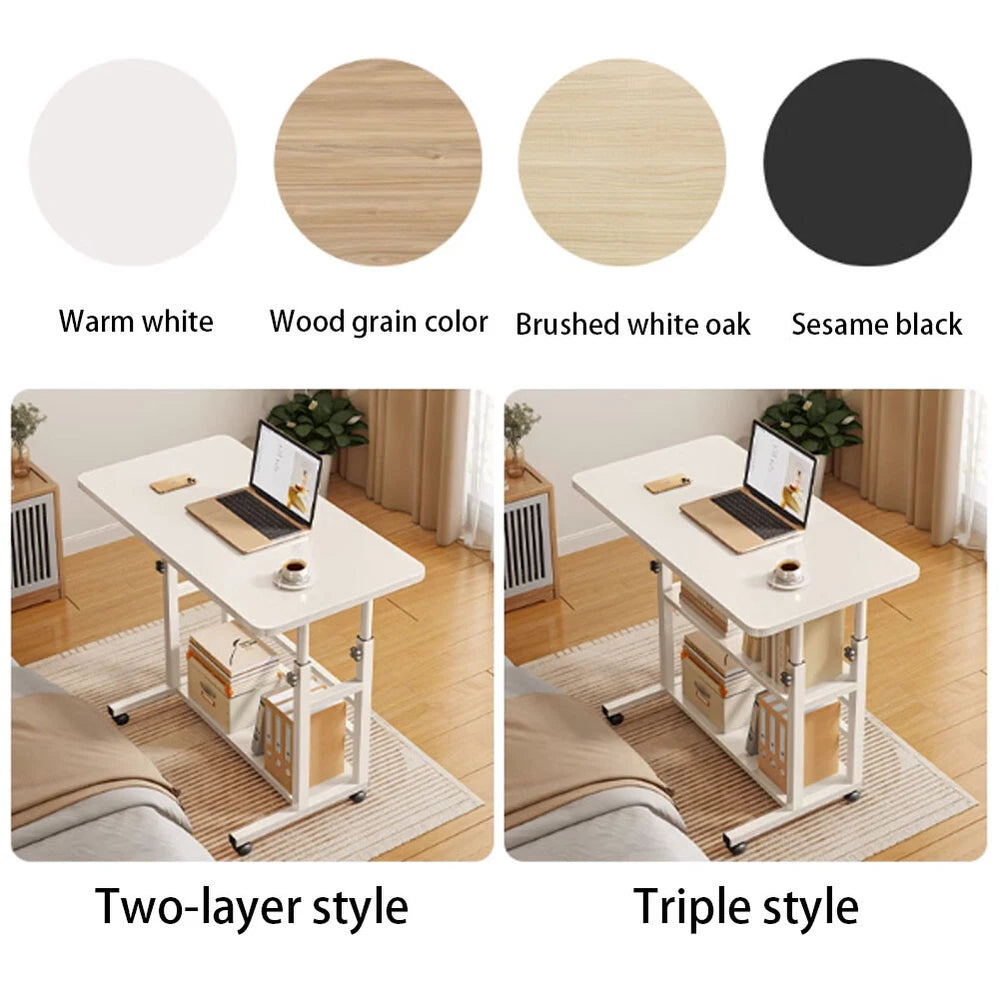 Height Adjustable Small PC Computer Desk Mobile Overbed Table Laptop Stand Shelf