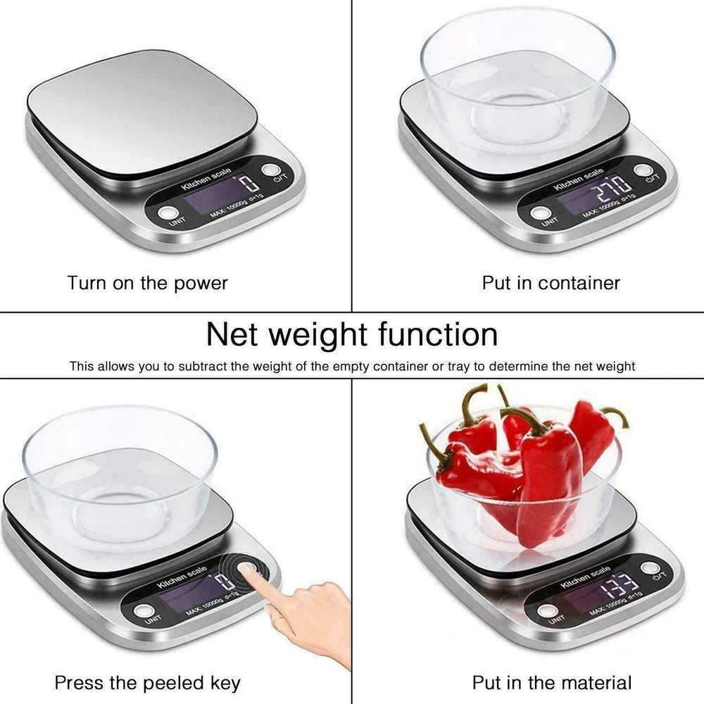 10KG Kitchen Scales Digital Electronic LCD Cooking Baking Food Weighing Scale