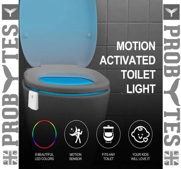 Rechargeable Toilet Bowl Night Light 16 Color LED USB-C PIR Sensor Bathroom Lamp