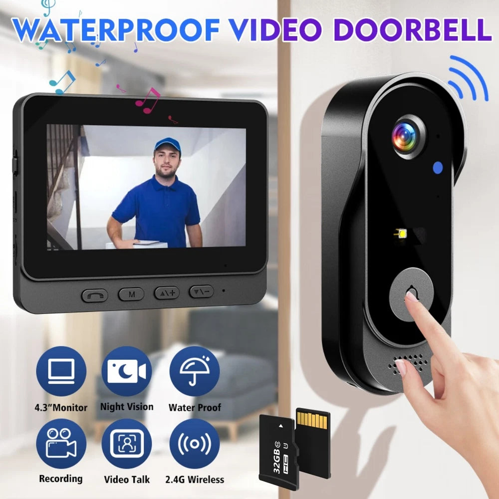 Smart Wireless Video Doorbell Security Streaming Camera Door Bell Intercom HD
