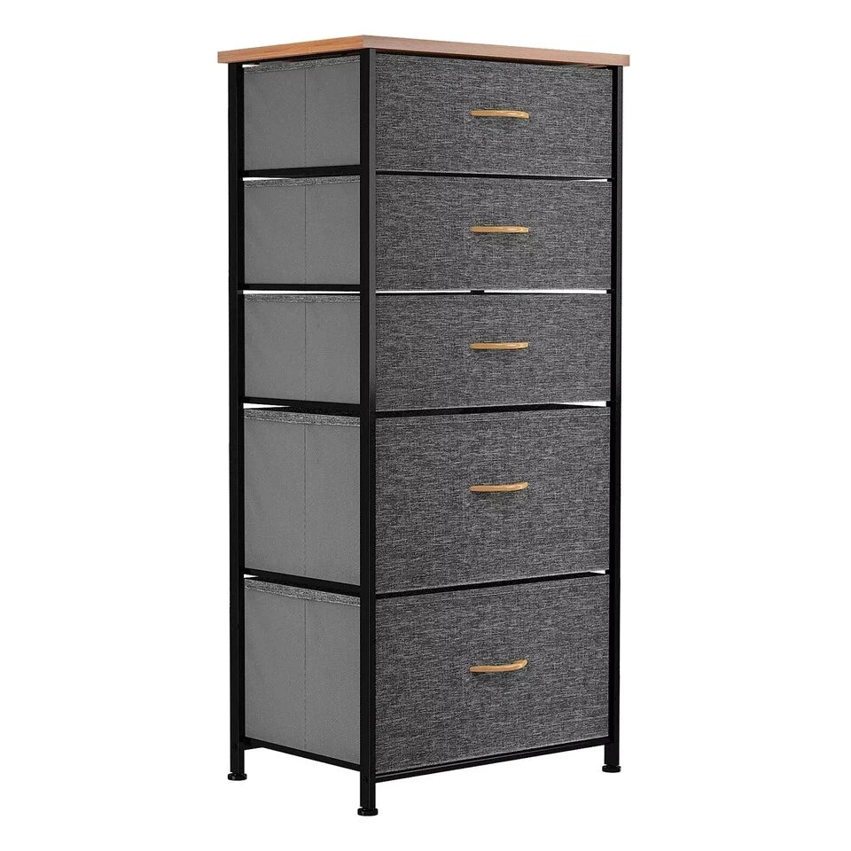 Chest of Drawers Bedroom Furniture Storage Bedside Cabinet 5 Fabric Drawer