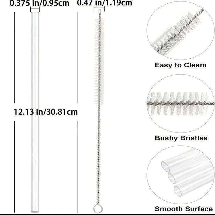 For Stanley Cup 40oz Replacement Straw Reusable Long Straws with Cleaning Brush