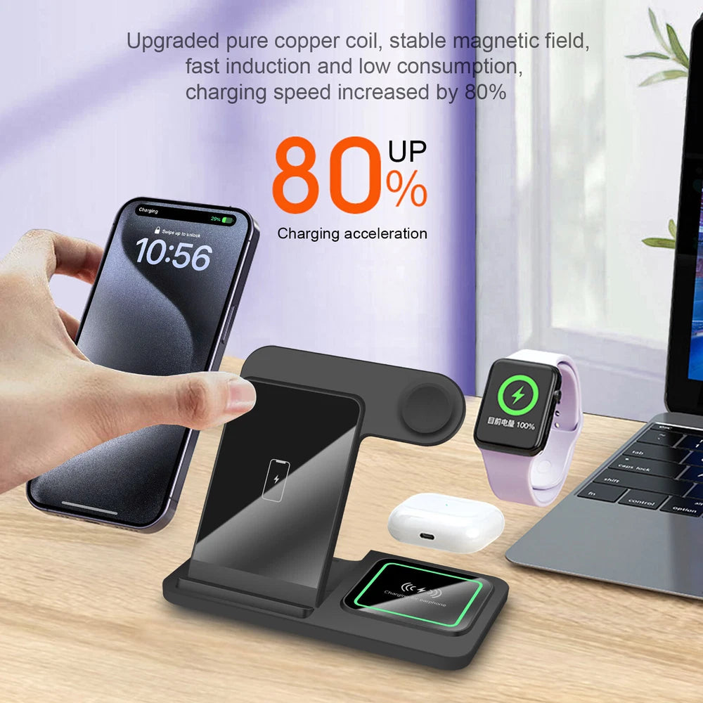 3in1 Wireless Charger Dock Charging Stand For Apple Watch Ultra 9 8 iPhone 16 15