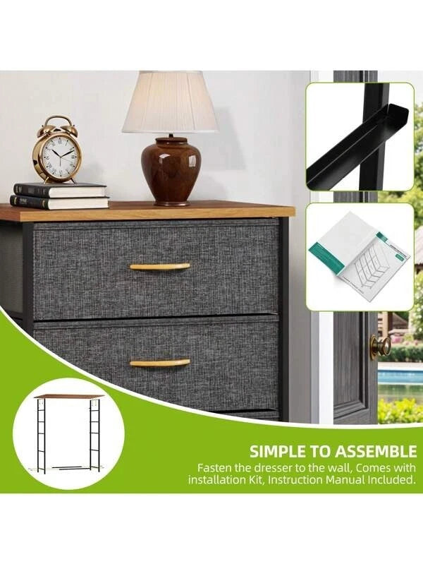 Chest of Drawers Bedroom Furniture Storage Bedside Cabinet 5 Fabric Drawer