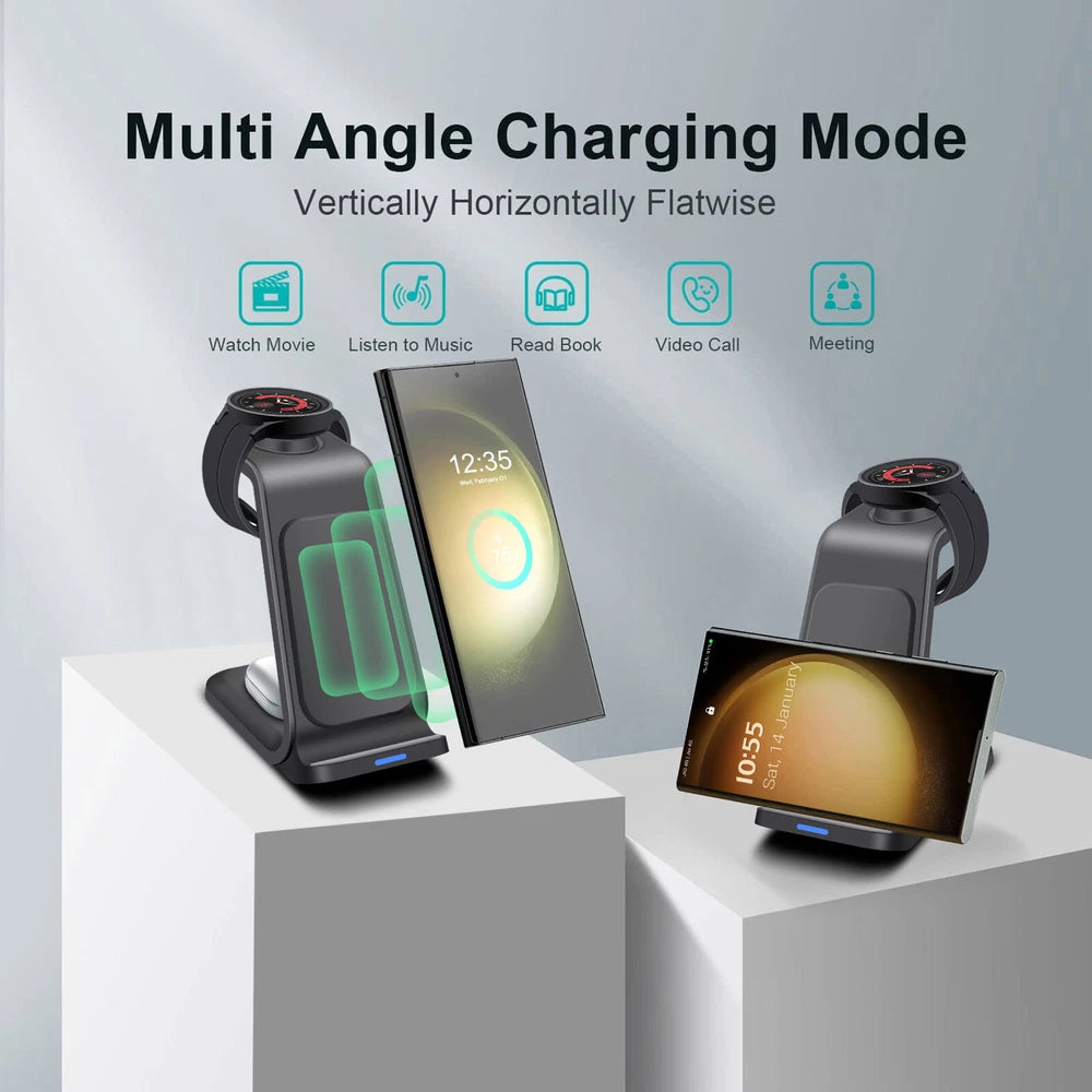 3in1 Wireless Charger Dock Station For Samsung S25 S24 Galaxy Watch 8 Classic 7