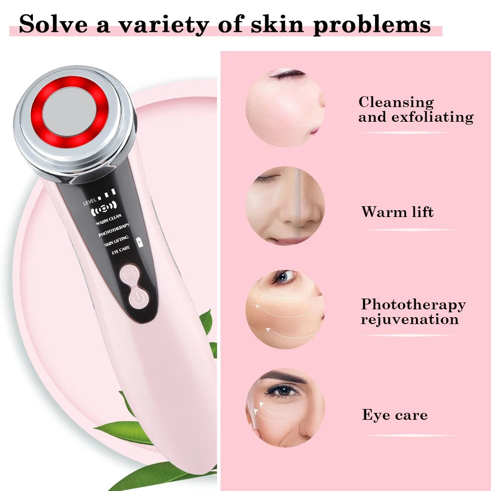 RF Facial Massager Skin Tightening Machine LED Light Photon Therapy Anti-aging