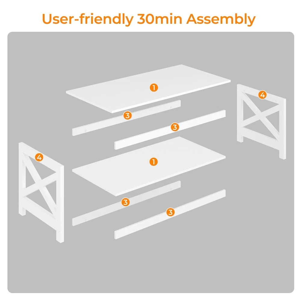 2-Tier Coffee Table with Storage Shelf Modern Center Tea Table for Living Room