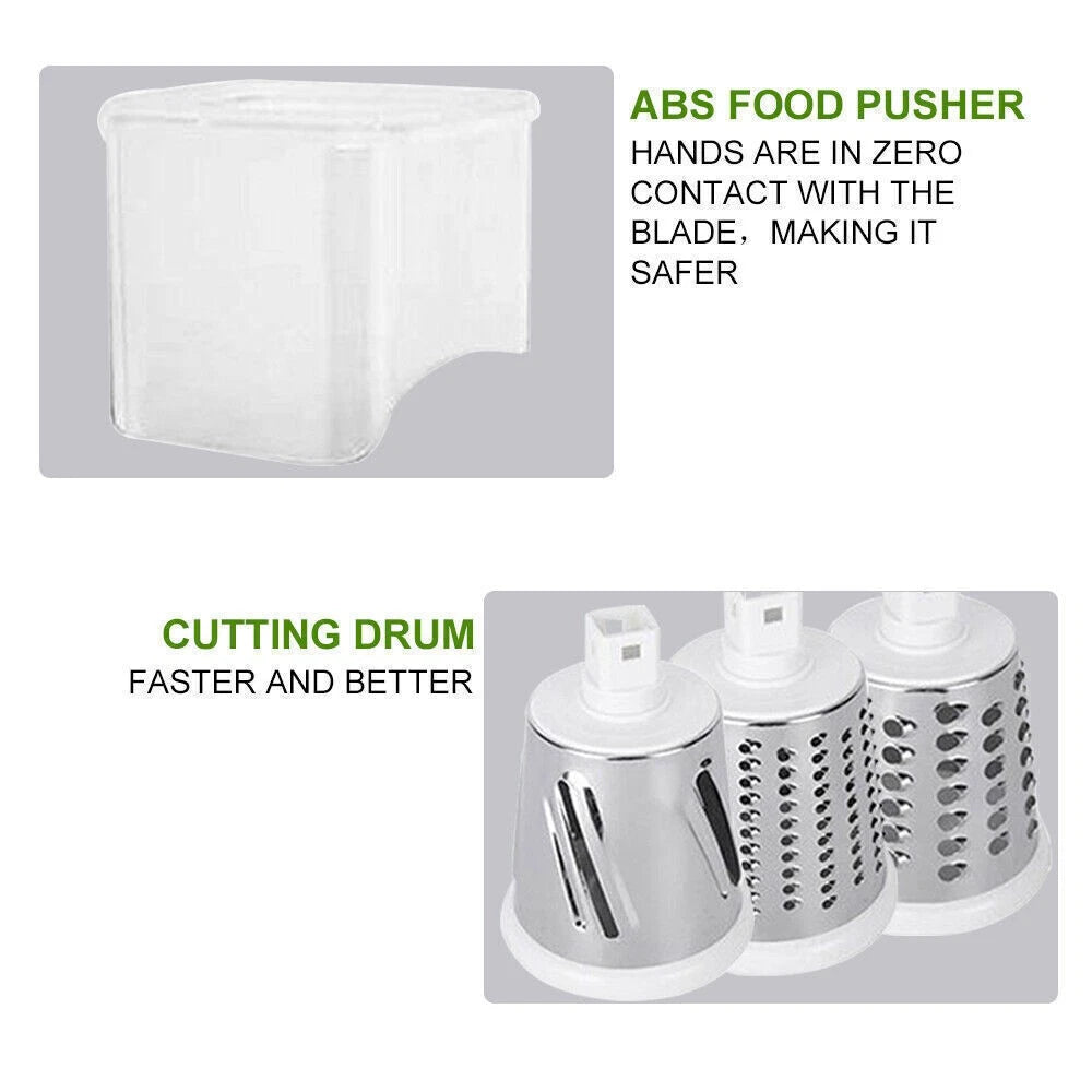 3 In 1 Rotary Food Slicer Chopper Cheese Grater Fruit Vegetable Shredder Cutter