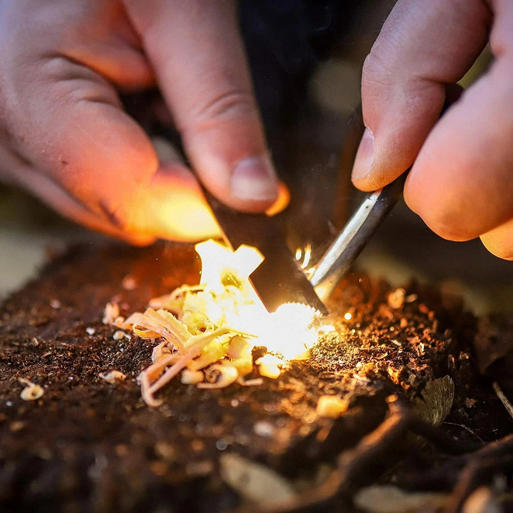 2x Magnesium Fire Starter Stick Firestick Keychain Steel Flint Survival Lighter