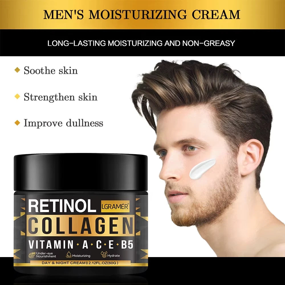 Retinol Collagen Face Cream 60G for Men Skin Care Moisturizing Hydrating Wrinkle