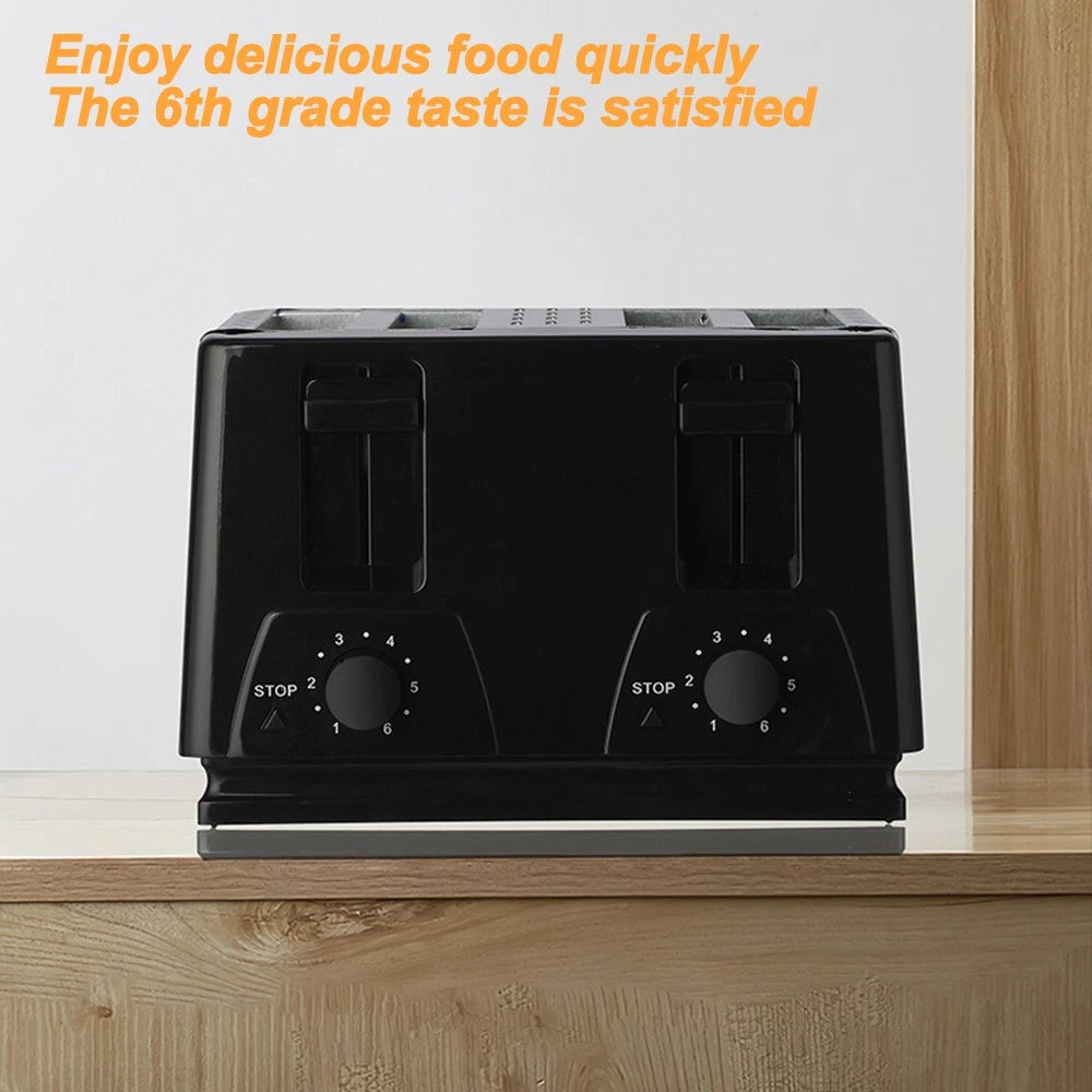 Black Toaster - 4 Slice - Variable Browning - Defrost - Reheat - Extra Wide Slot