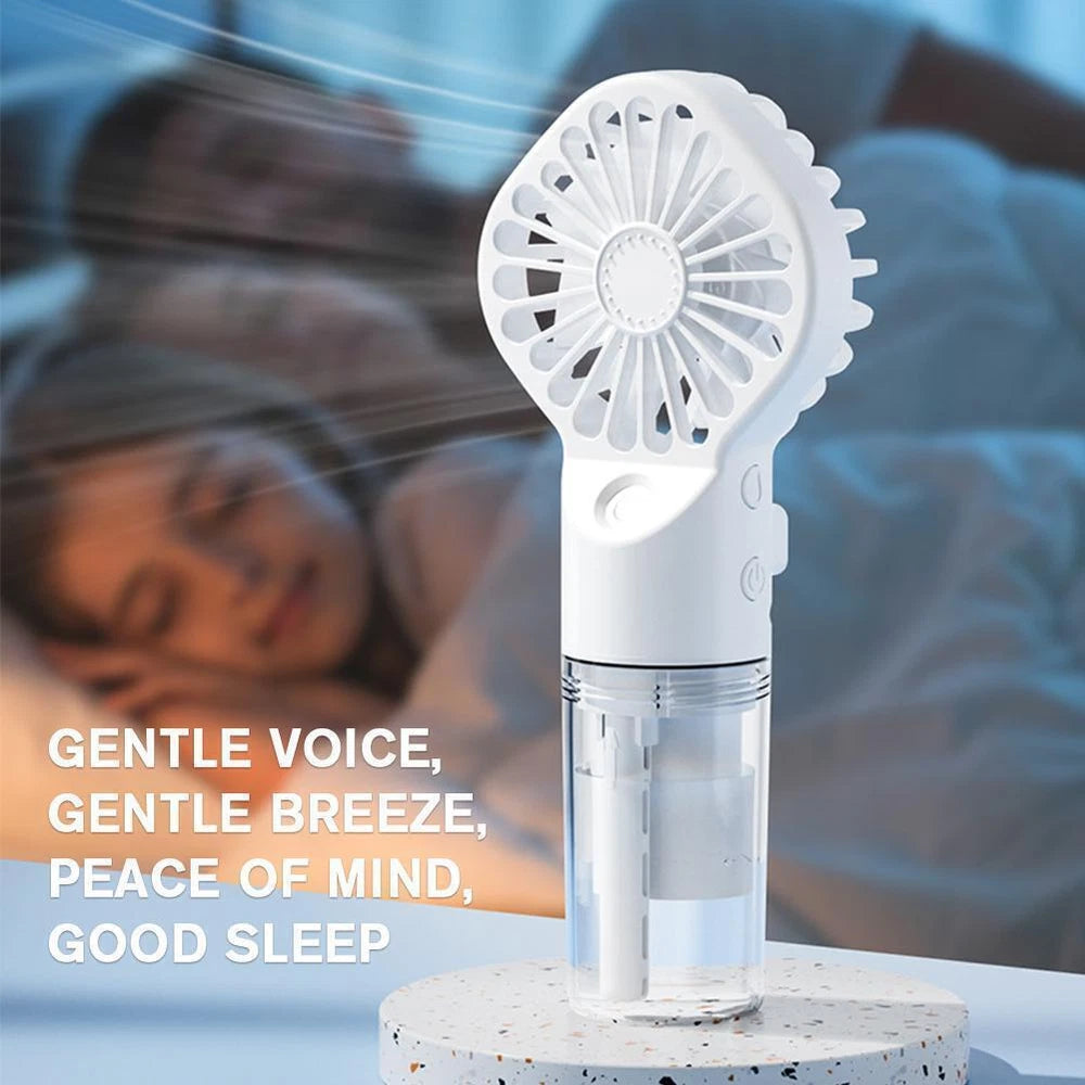 1X Water Spray Mist Fan USB Handheld Rechargeable Portable Mini Fan Cooler WHITE