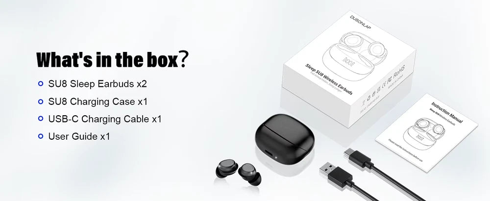 Wireless Earbuds Bluetooth 5.4 Sleep 47H In Ear Noise Cancelling Earphones IP7