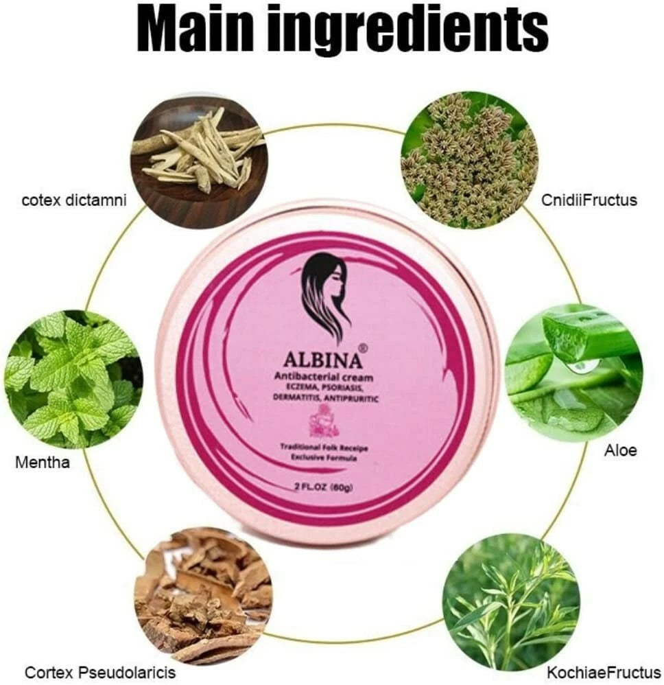 2x ALBINA Psoriasis Eczema Rosacea Dermatitis Cream, Treatment Gel 60ml - UK