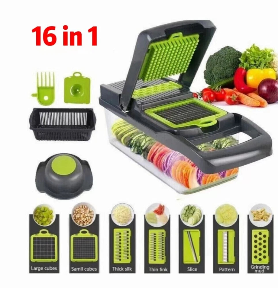16 in 1 Vegetable Chopper Salad Fruit Mandolin Slicer Food Dicer Cutter Peeler