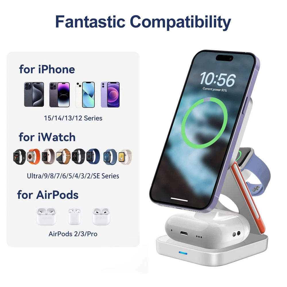 Wireless Charger Dock 3in1 Fast Charging Station For Apple Watch iPhone 16 15 14