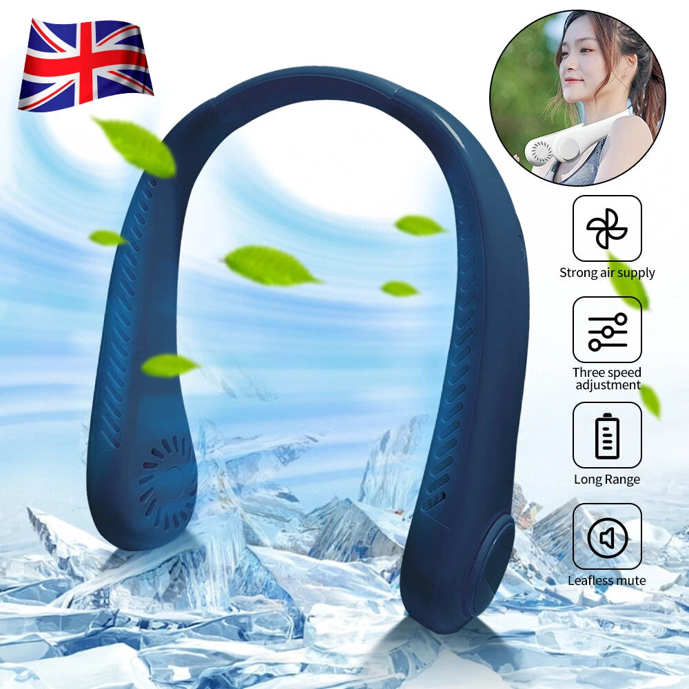 Neck Fan USB Portable Neck Fan Rechargeable Portable Cooler Neckband Bladeless~