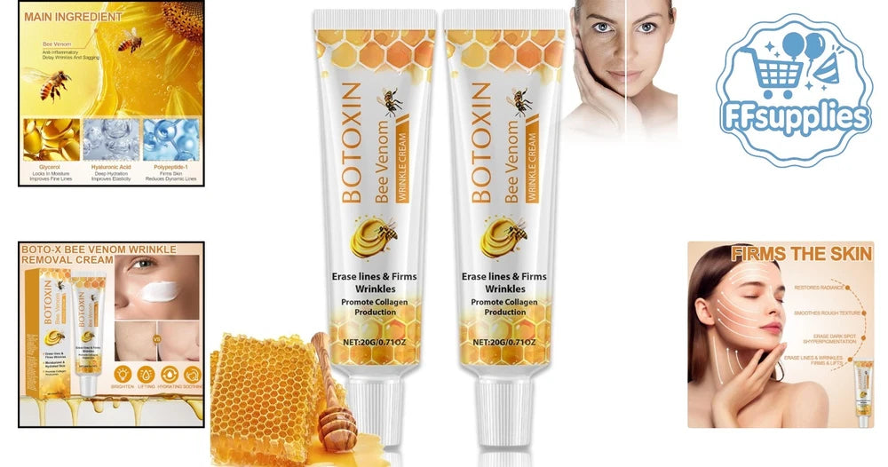 2PCS Bee Venom Cream,Bee Venom Wrinkle Removal Cream,Anti Wrinkle Firming Multi