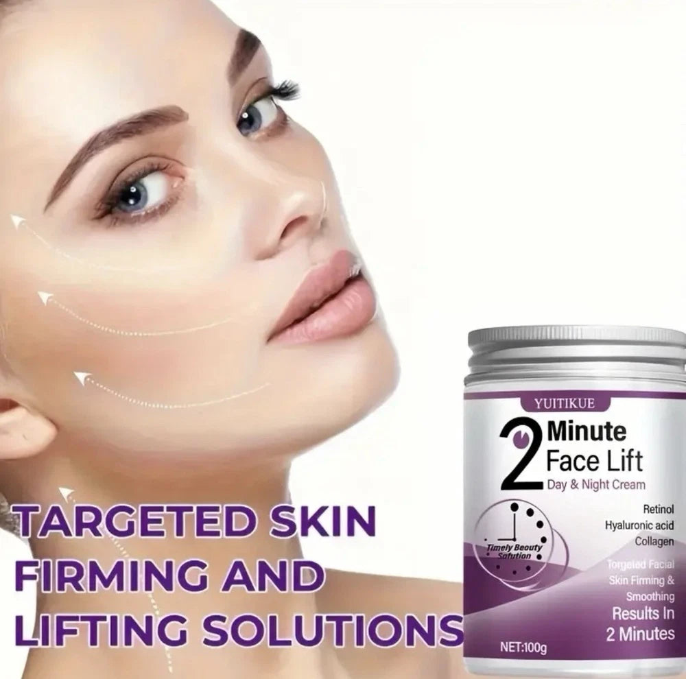 2 Minute Face Lift Day & Night Cream Retinol Hyaluronic Acid Collagen 100g New
