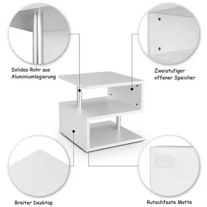 Small Side Table With Storage LED High Gloss Sofa End Coffee Table Living Room