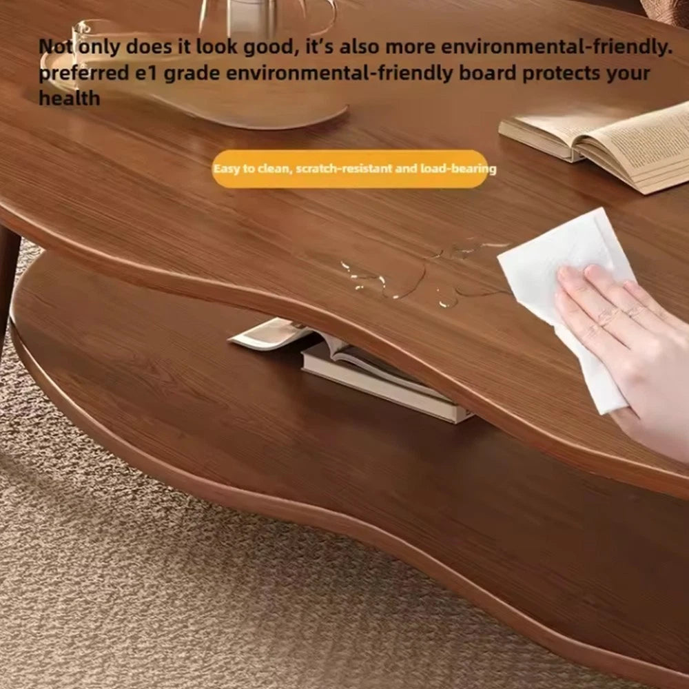 2 Layer Coffee Table Cloud Tea Table Modern Living Room Desk W/ Storage Shelf UK