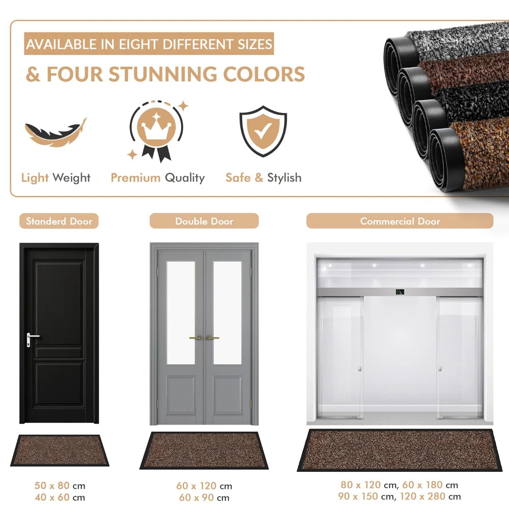 Barrier Mat Entrance Door Mat Heavy Duty Non Slip Dirt Trapper Rubber Back Rugs