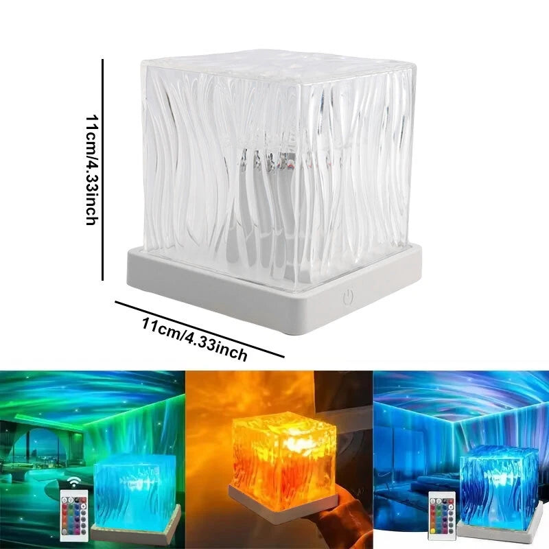 RGB Cube Northern Lights 16 Colour Aurora Projector Lamp Ocean Wave Night Lights