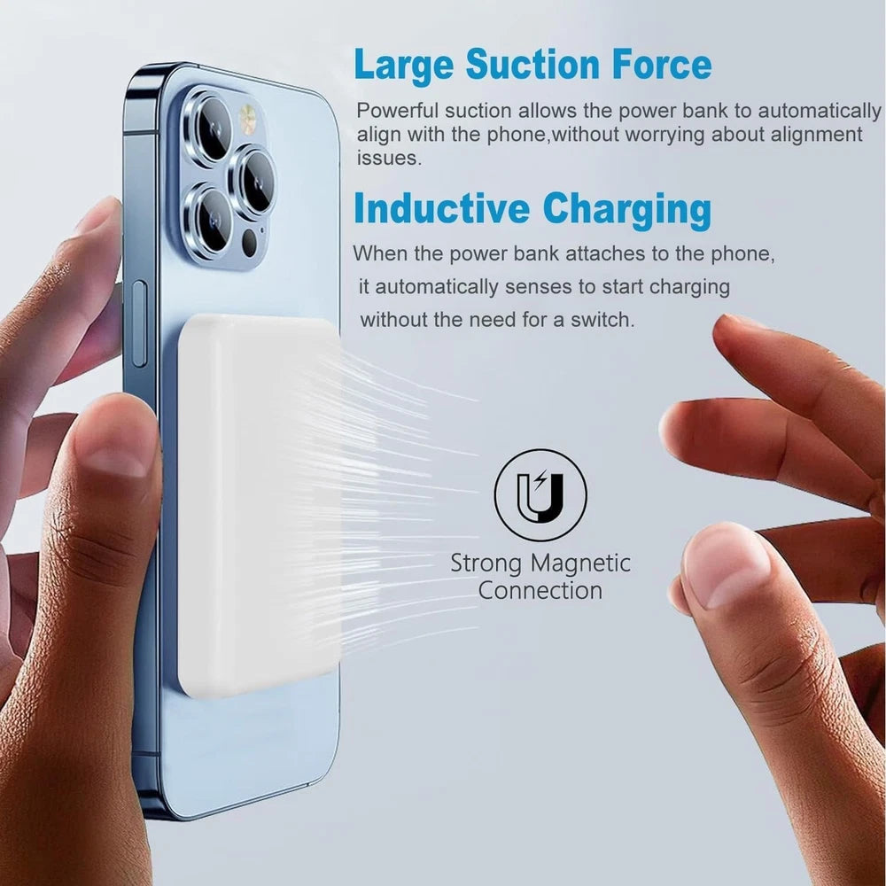 900000mAh Power Bank Magnetic Battery USB Pack Wireless Fast Charger for iPhone