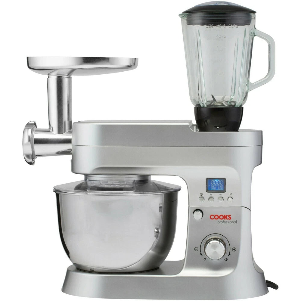 Food Processor Stand Mixer with Blender Meat Mincer Grinder 6.2L Bowl 1200W
