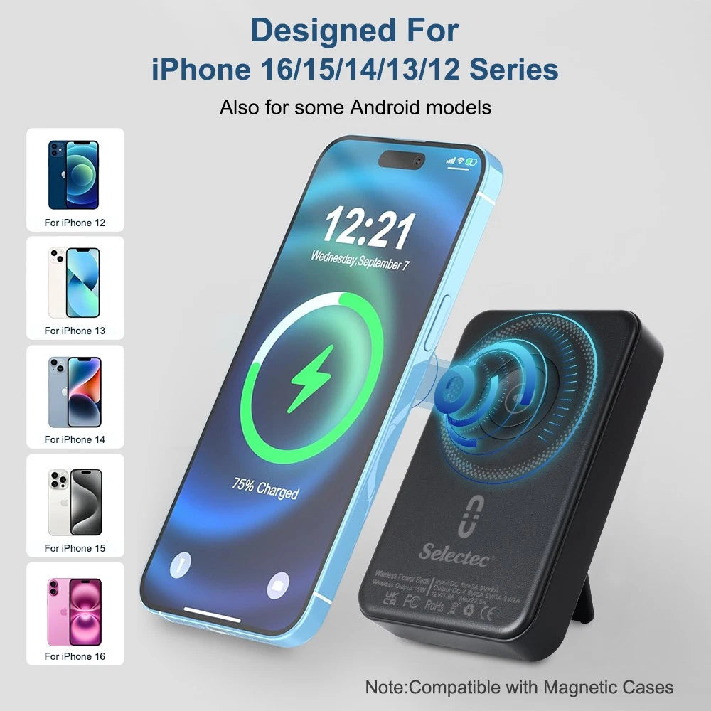 9000000mAh Power Bank Mag-safe Magnetic USB Fast Charger Battery Pack for Phone