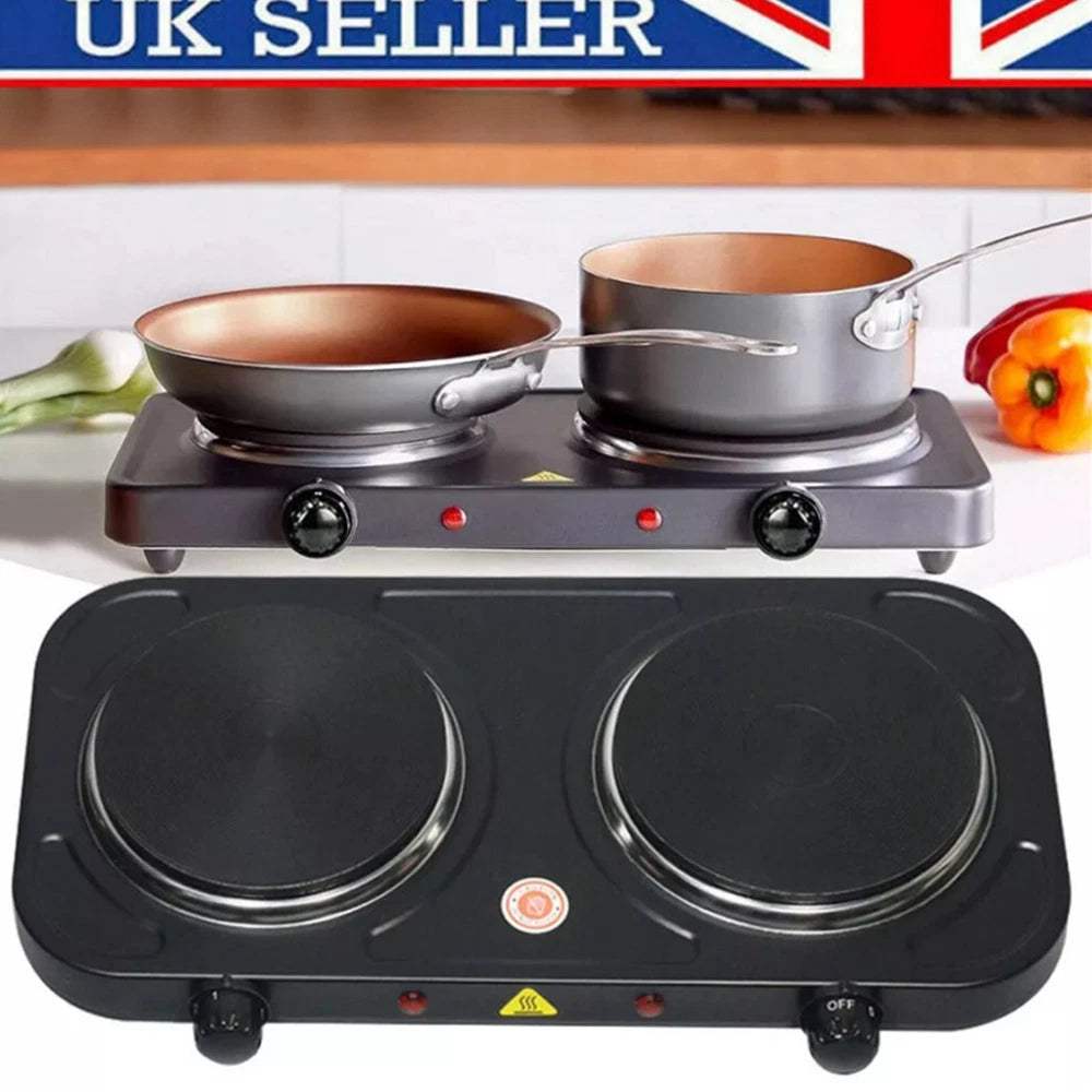 Double Electric Hot Plate Portable Table Top Cooker Hob RV Picnic Camping Stove