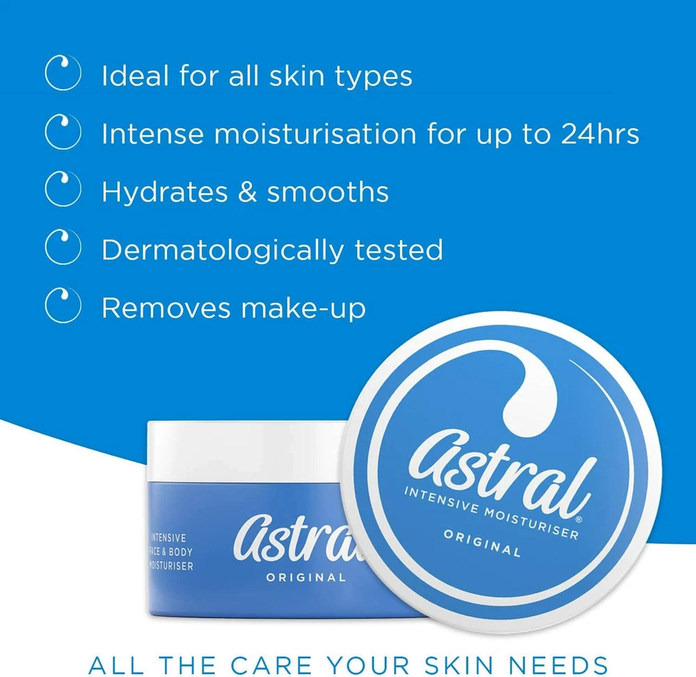 Astral Face & Body Intensive Moisturiser Cream 50ml Pack of 3