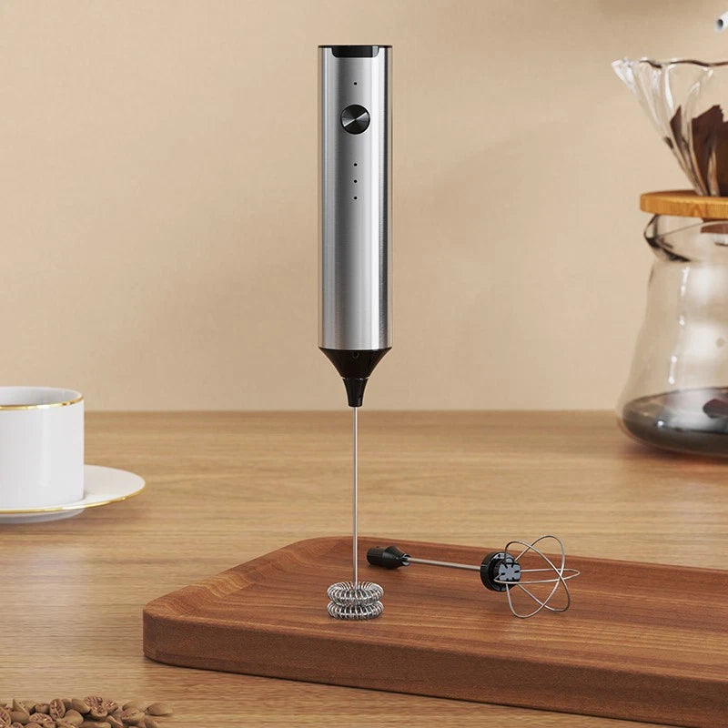 Electric Milk Frother 2 in 1 Egg Whisk Mixer Beater Latte Coffee Kitchen 3 Speed