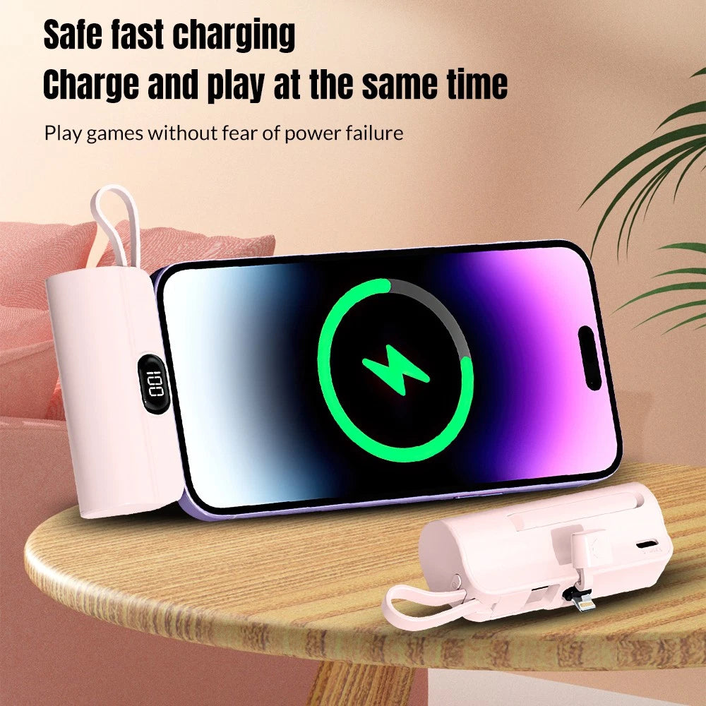 8000mah Mini Power Bank Portable Dual Connector For USB C & iPhone Fast Charger
