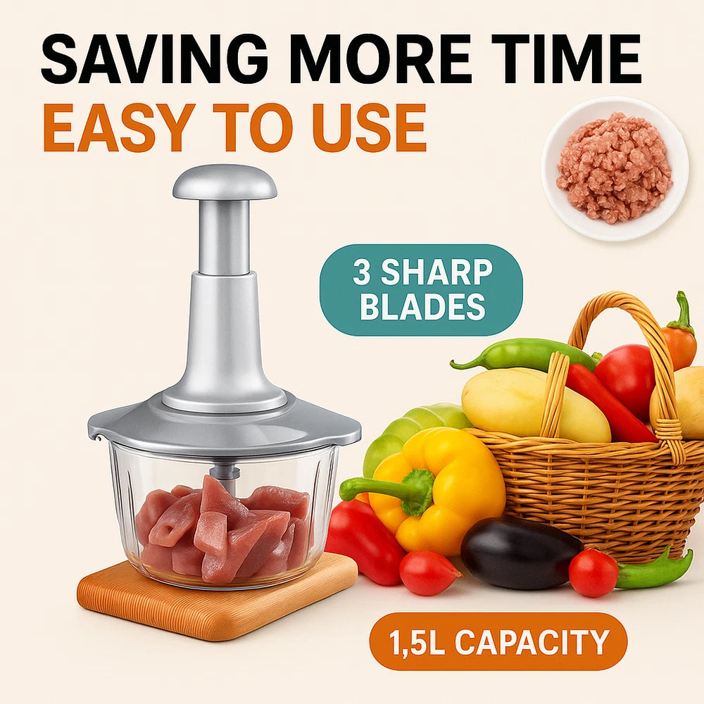 Manual Vegetable Chopper Hand Press Cutter for Onion Garlic Peppers Meat