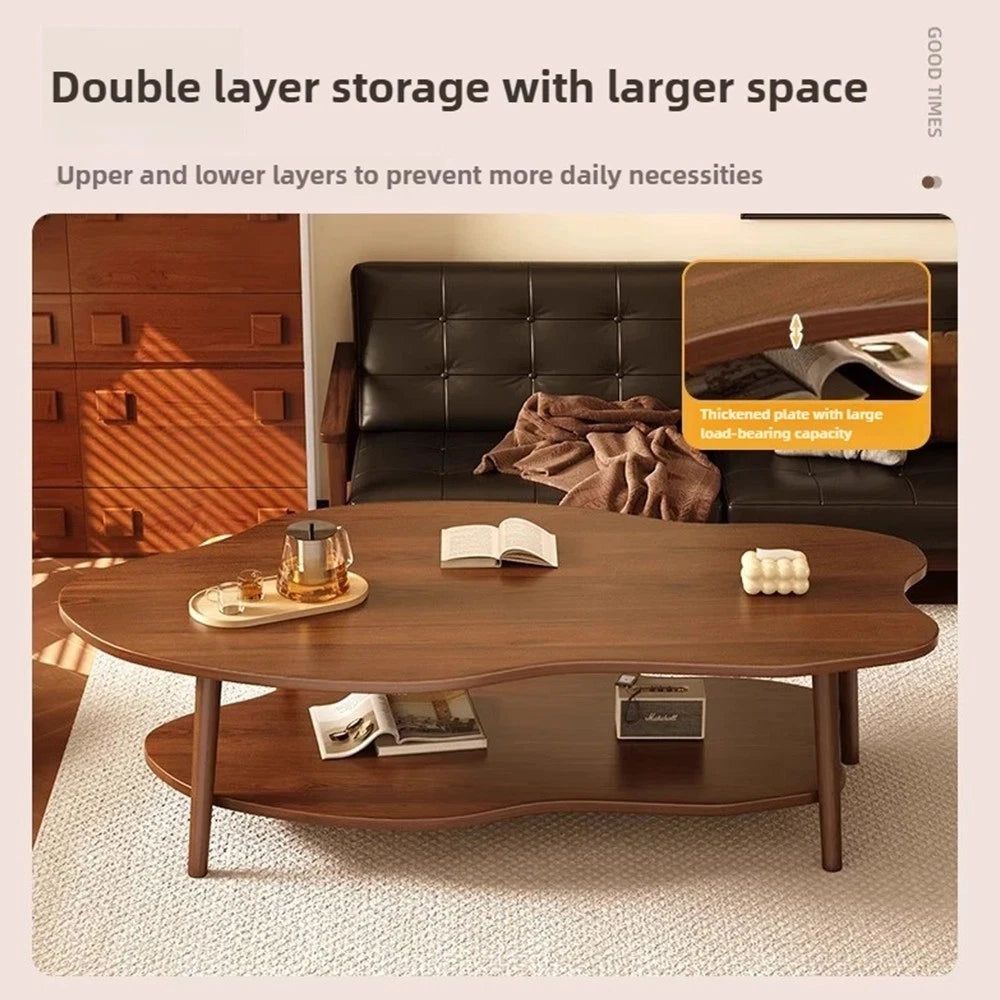 2 Layer Coffee Table Cloud Tea Table Modern Living Room Desk W/ Storage Shelf UK
