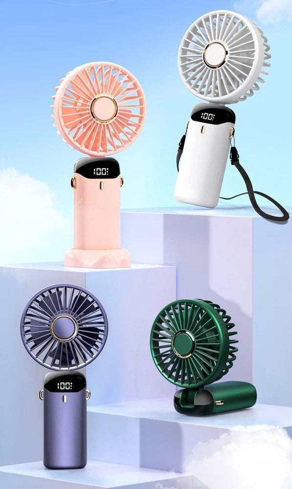 Handheld Fan, USB Rechargeable, Portable, 5-Speed Handheld Fan (White)