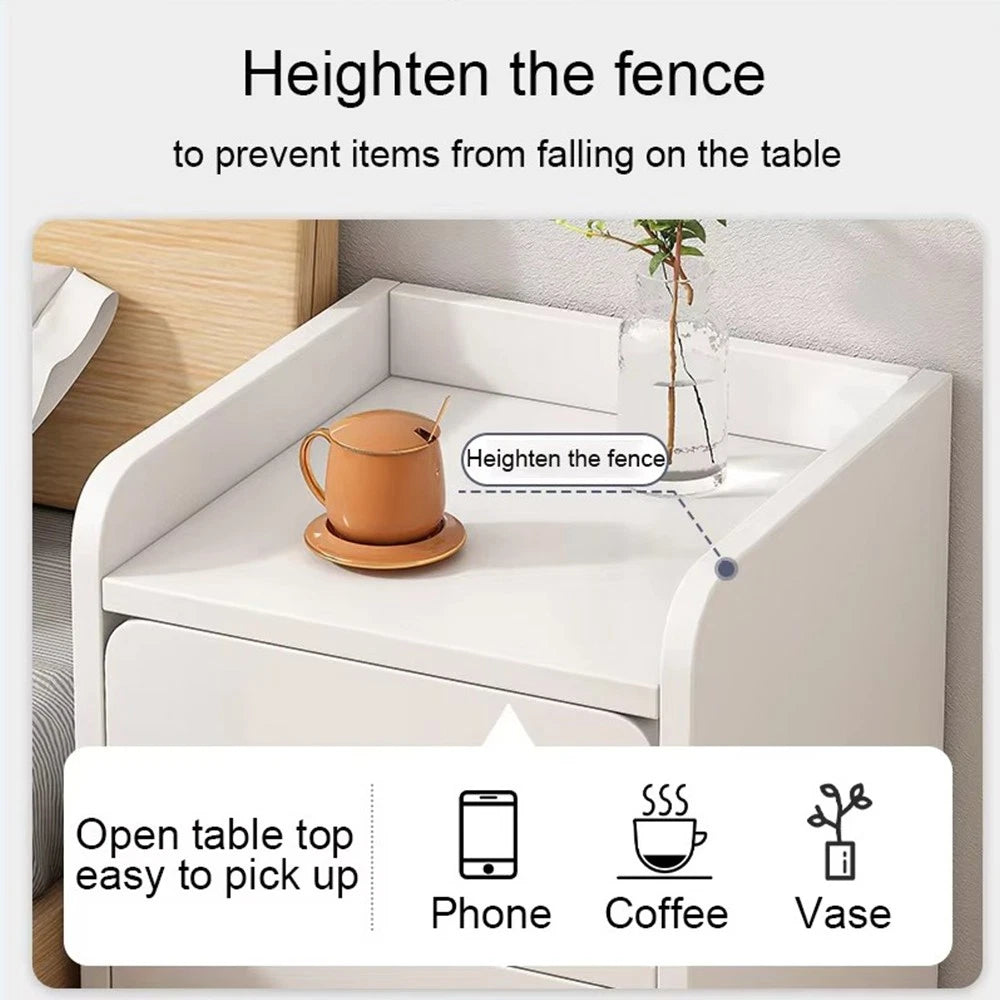 Small Slim Bedside Table Sofa End Side Table Nightstand Bedroom Drawer Cabinet