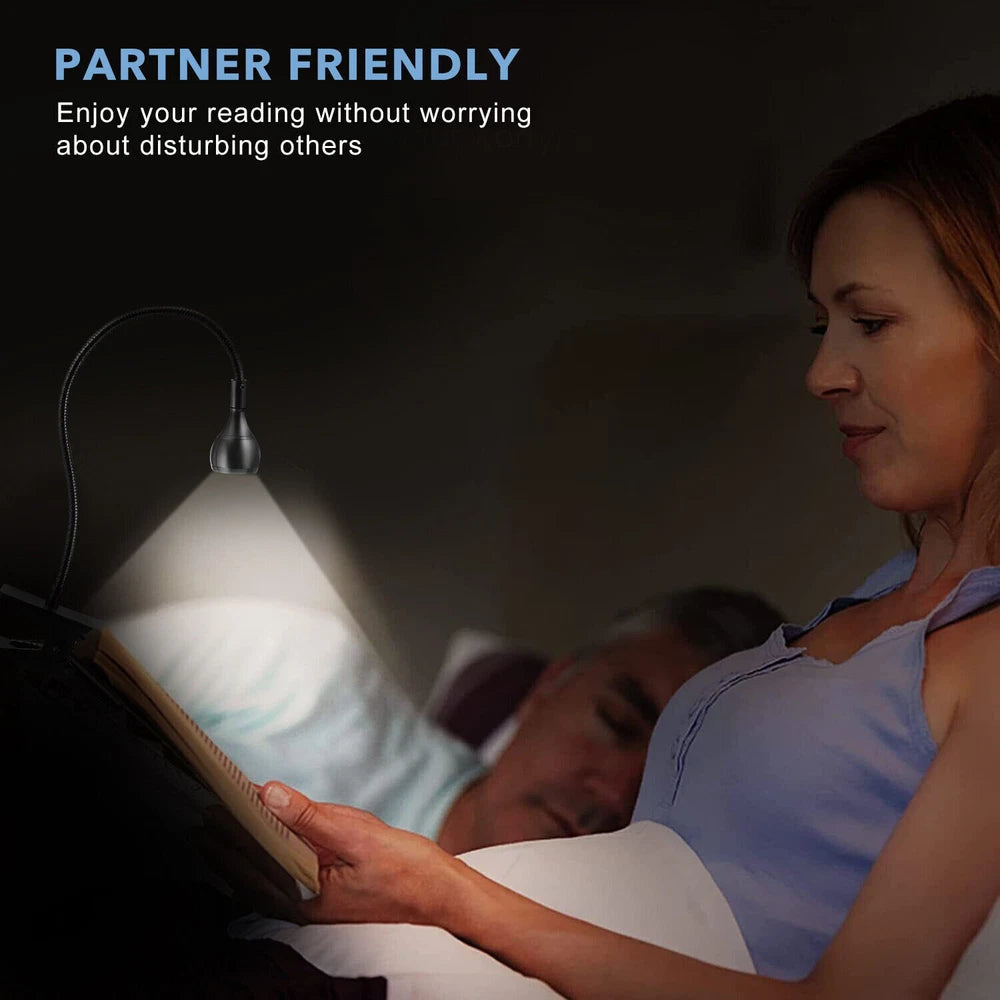 USB Clip On Desk Lamp Flexible Clamp Reading Light LED Bed Table Bedside Night