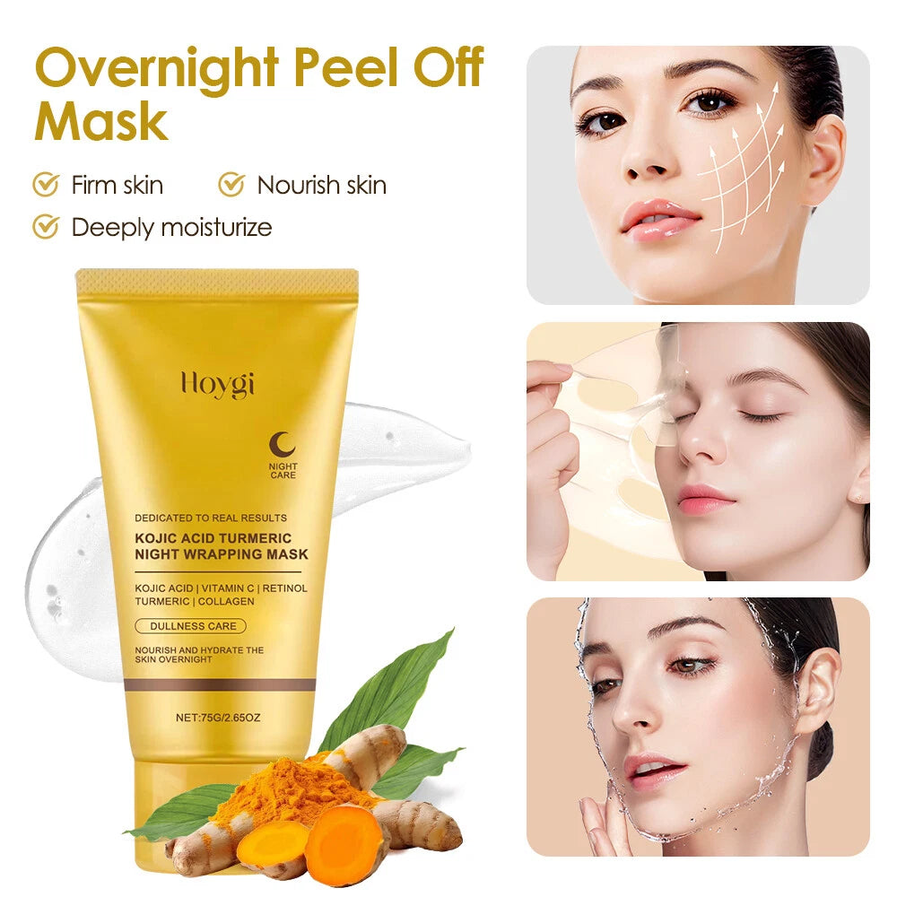 Kojic Acid Turmeric Collagen Night Wrapping Mask Overnight Peel Off Facial Mask