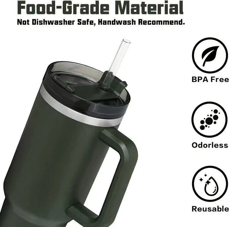 For Stanley Cup 40oz Replacement Straw Reusable Long Straws with Cleaning Brush