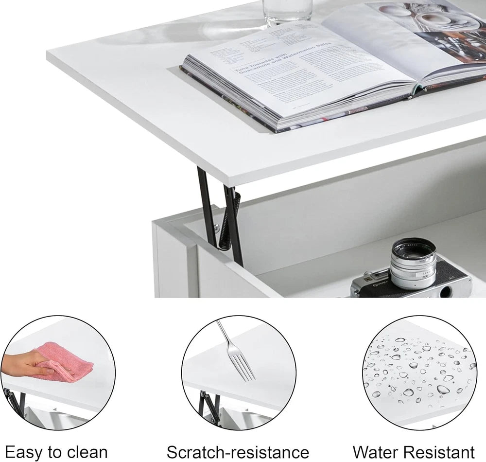 Coffee Table With Storage Lift Top Up Drawer Shelf Wooden Living Room Furniture